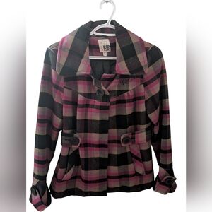 Rip Curl Women's Trench Jacket - Pink and Black Plaid